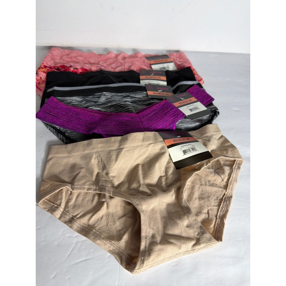 No Boundaries Womens Seamless Panties Lot of 5 Hipster Thong XS 4 Multicolor NWT